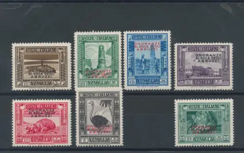 1934 SOMALIA - Ehrungen für den Herzog der Abruzzen, Nr. 185/192, 7 Werte, neuer Vollgummi und Original, postfrisch** (1 Wert fehlt)
