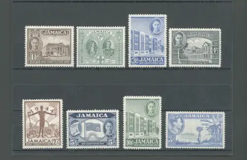 1945-46 JAMAIKA, Neue Verfassung, Stanley Gibbons Nr. 134-40, MH*