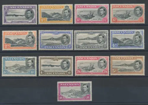1938-53 ASCENSION, SG 38/47, 13 Werte - Georg VI und Ansichten - MNH** - MLH*