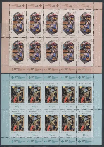 2008 Deutschland, Weihnachten - 2 Werte, 2 Miniblätter à 10, Gemeinschaftsausgabe mit Vatikan Nr. 1492/93 - postfrisch **