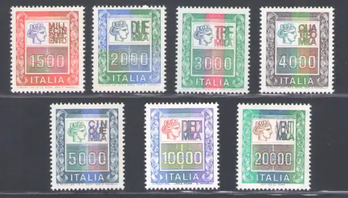 1978-87 Italien, komplette Serie, Hohe Werte in Lire, postfrisch **