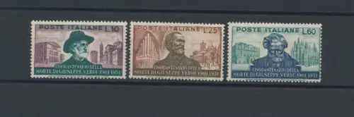 1951 Italien - Republik, Giuseppe Verdi, 3 Werte, Nr. 677/79, postfrisch**