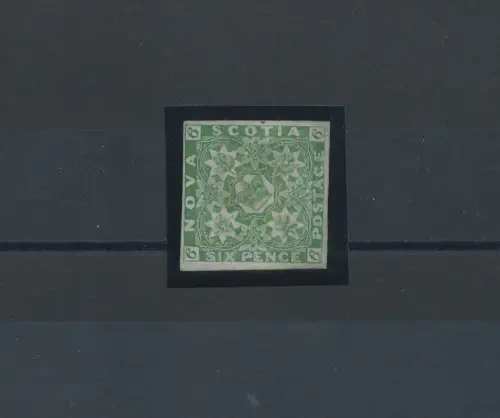 1851 Nova Scotia, SG. 5,6 t. gelbgrün auf bläulichem Papier ungezähnt, gebraucht