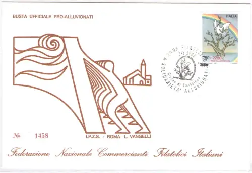 1995 Republik, offizieller Ersttagsumschlag, Pro Alluvionati, Stempel 2-1-1995