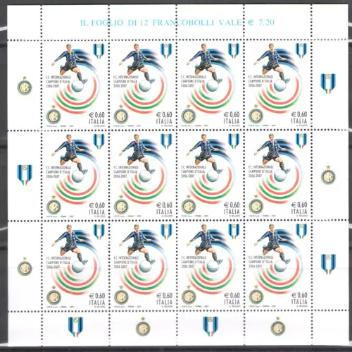 2007 Italien - Republik, Minifoglio Inter Campione, Sächsischer Katalog Nr. 19, postfrisch **