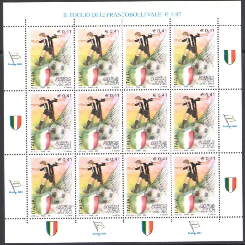 2003 Italien - Republik, Kleinbogen Juventus Champion, Sächsischer Katalog Nr. 8, postfrisch **