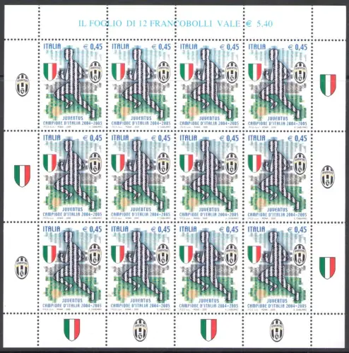 2005 Italien - Republik, Kleinbogen Juventus Champion, Sächsischer Katalog Nr. 17, postfrisch **