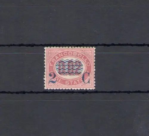 1878 Königreich Italien, 2 Cent auf 0,02 Lack, Nr. 29, Aufdruckservice, postfrisch** - Raybaudi Zertifikat