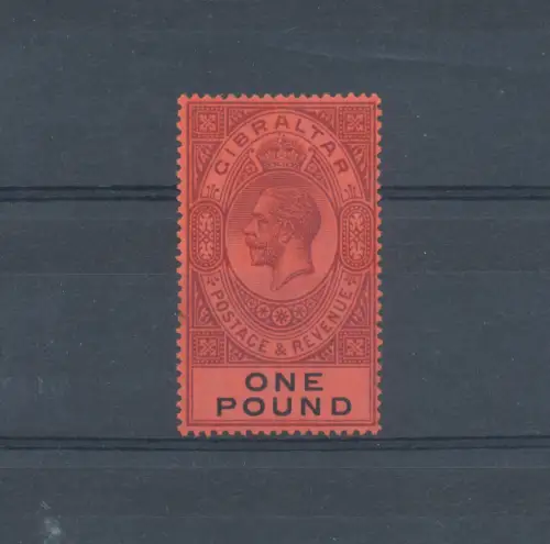 1912-24 GIBRALTAR, Bildnis von Georg V., Nr. 72, 1 £ Rot, postfrisch **