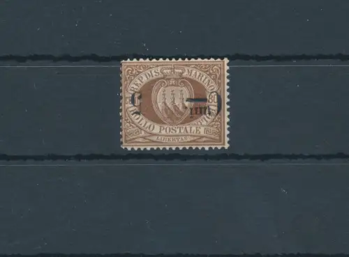 1892 SAN MARINO, Nr. 9a, 5 Cent auf 30 Cent braun Wappen - Aufdruck umgedreht - Raybaudi Zertifikat - MNH**