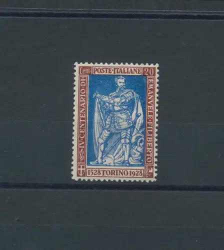 1928 Königreich Italien, Nr. 230, Emanuele Filiberto, 20 Cent Überseebraun gezähnt 13 3/4, postfrisch** - sehr gute Zentrierung