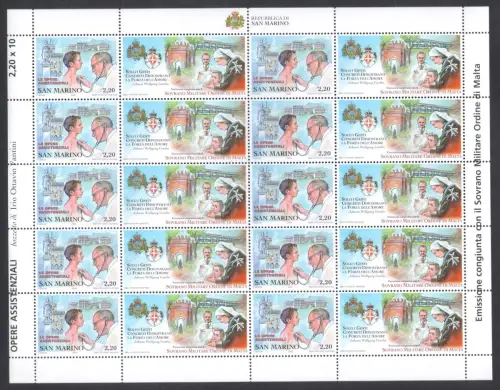 2006 San Marino, Hilfe für die Leidenden, Nr. 2104 - Kleinbogen mit 10 Serien und 10 Anhängen, postfrisch **