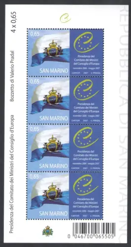 2007 San Marino, Präsident des Ministerkomitees des Europarates, BF 90 - POSTFRISCH **
