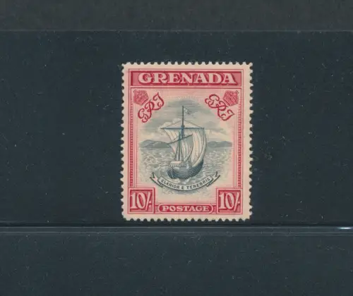 1938-50 Grenada, Stanley Gibbons Nr. 163b, 10 Schilling slate blue and bright carmin - Perforiert 14 - 1 Wert - MNH** - Selten