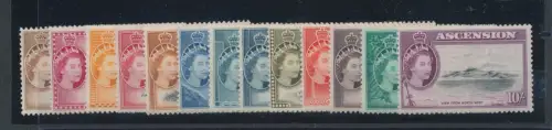 1956 Ascension, Stanley Gibbons n. 57/69 - Serie mit 13 Werten - MLH*