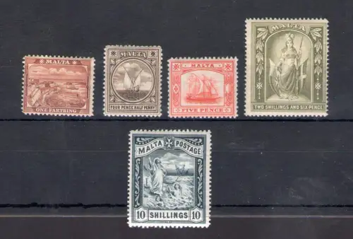 1899-01 MALTA, Stanley Gibbons Nr. 31/35 - MLH*