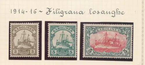 1914-16 Caroline - Yvert Nr. 21-23 - filigran mit Rauten - MH*