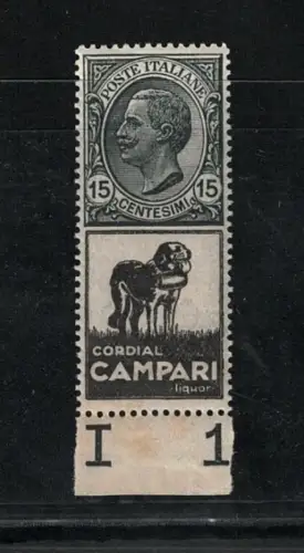 1924 Italien Königreich, Werbung # 3, 15 Cent Cordial Campari - postfrisch **