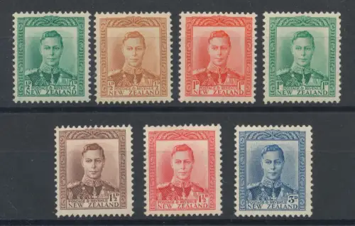 1938-44 NEUSEELAND - Stanley Gibbons Nr. 603-609 - MH*