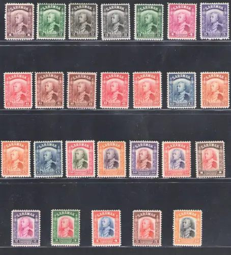 1934 SARAWAK - Stanley Gibbons Nr. 106/25 - Sir Charles Vyner Brooke - Serie mit 26 Werten - MNH** - Superb Quality