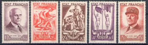 1943 FRANKREICH - Nr. 576/580 - Nationale Hilfe - 5 Werte - postfrisch **