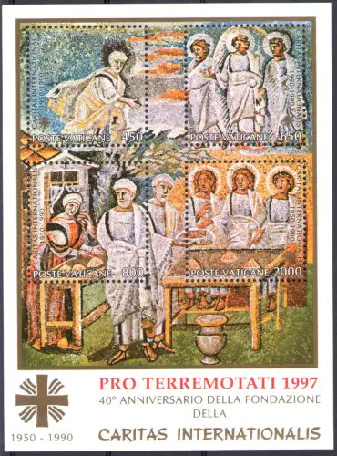 1997 Vatikan, Aufdruck Rosso Pro Terremotati 1997, Blatt Nr. 18 - postfrisch **