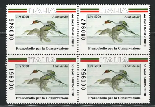 1998-99 Italien, Ente, Anas Acuta, Lire 5.000 Alto Valore, MNH **