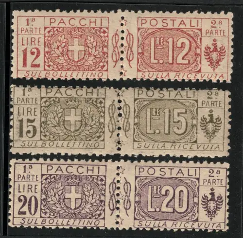 1914-22 Italien, Postpakete, hohe Werte 17/19, Knoten Savoyen, postfrisch **
