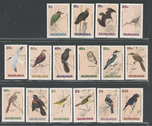 1991 BAHAMAS, Katalog Yvert und Tellier Nr. 729-43 + 750 - Ordentliche Serie, Serie mit 16 Werten, postfrisch **