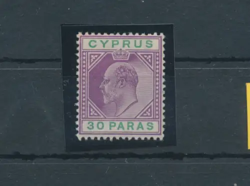 1902-04 Cipro, Stanley Gibbons Nr. 51 - 30 Piastre violet and green - MH*