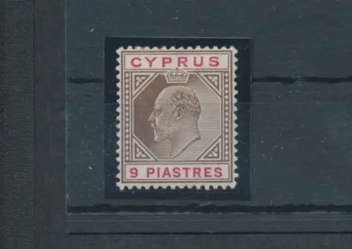 1902-04 Cipro, Stanley Gibbons Nr. 56 - 9 Piastre brown and carmine - MH*