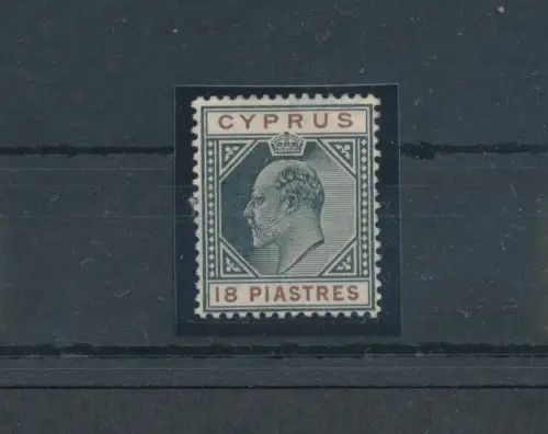 1904-10 Cipro, Stanley Gibbons Nr. 70 - 18 Piastre black and brown - MH*