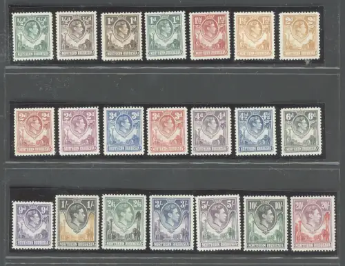 1938-52 Nordrhodesien, Stanley Gibbons n. 25/45, Serie mit 21 Werten - postfrisch**