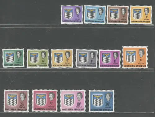 1963 Nordrhodesien, Stanley Gibbons n. 75/88, Serie mit 14 Werten - postfrisch**