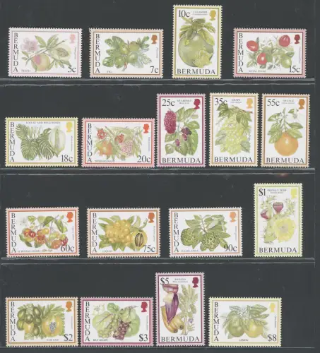 1994-95 BERMUDA - 17 Werte - Früchte Katalog Mi.Nr. 650-54+659-64+673-78 - MNH**