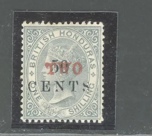1888 BRITISH HONDURAS, Stanley Gibbons Nr. 35 - ZWEI auf 50 Cent auf 1 s. grau - MH*