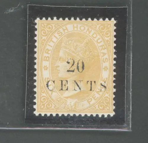 1888 BRITISH HONDURAS, Stanley Gibbons Nr. 29 - 20 Cent auf 6d. Gelb - MLH*