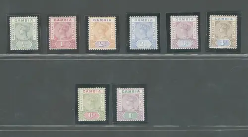 1898 Gambia - Stanley Gibbons Nr. 37-44 - Queen Victoria - Watermark Crown CA - 8 Werte - MH*