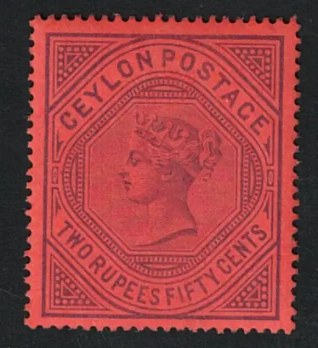 1892 Ceylon, Stanley Gibbons Nr. 249, 2r.50 lila rot, postfrisch**