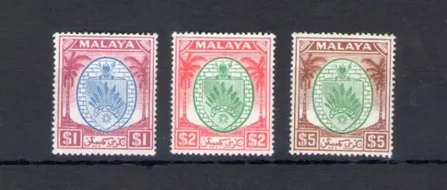 1949-55 NEGRI SEMBILAN, Stanley Gibbons Nr. 60-62 - 3 Hohe Werte - MNH **