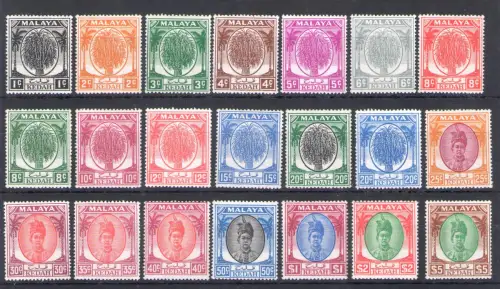 1950 Kedah - Stanley Gibbons n. 76/90 - Serie mit 21 Werten - MH*