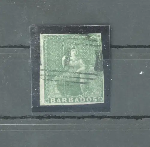 1852-55 BARBADOS, Stanley Gibbons Nr. 2 - 1/2 d. deep green - Gebraucht