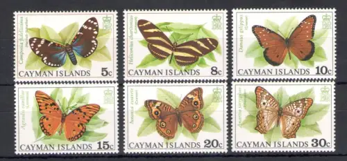 1977 Cayman Islands, Schmetterlinge - Yvert Nr. 390-95 - 6 Werte - postfrisch **