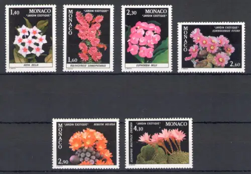 1982 MONACO, Ordentliche Serie, Exotische Gartenpflanzen, Yvert Nr. 1306-11 - 6 Werte, postfrisch **