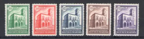 1932 SAN MARINO Palazzetti n. 159/163 MH* - Serie Linguellata