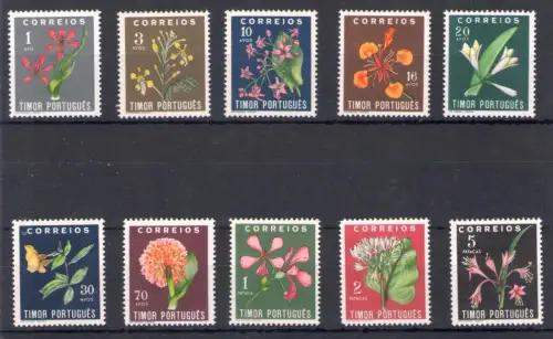 1950 Timor Portugues - Yvert Katalog Nr. 269-78 - Blumen - 10 Werte postfrisch **