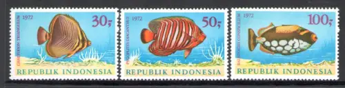 1972 INDONESIEN, Stanley Gibbons Nr.1318-20 - Fische - postfrisch **
