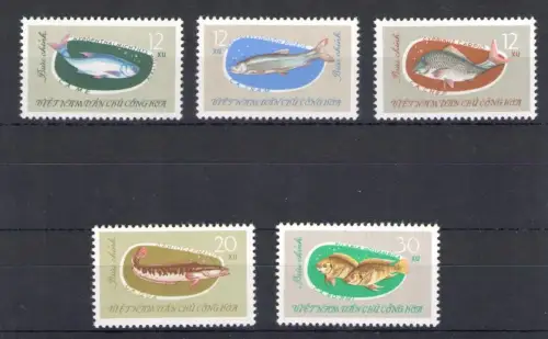 1963 Nordvietnam - Yvert Nr. 339-43 - Fische - 5 Werte - postfrisch **