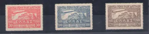 1933 Griechenland - Griechenland, Luftpost - Graf Zeppelin Rom - Rio de Janeiro - Yvert Nr. 5/7 - MNH ** Blond Zertifikat