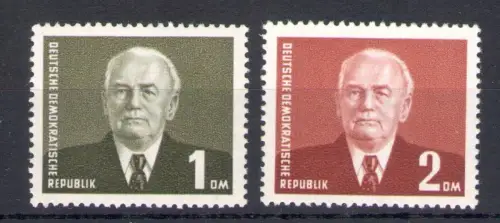 1952-53 DDR, Präsident Pieck - Wasserzeichen P, 2 Werte, Yvert Nr. 72-72A, postfrisch**